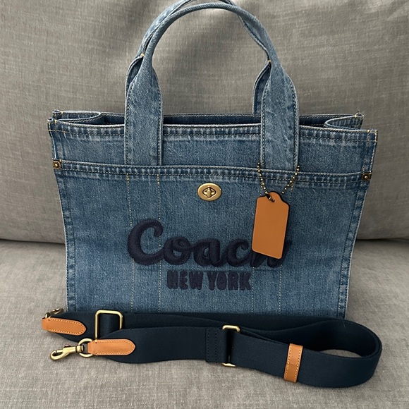 Coach Handbags - Coach Blue Denim Tote with Leather Accents *Pristine condition*